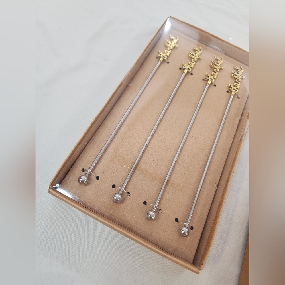 Gold and Silver Cocktail Stirrer 4 Count Set (Price Is Per Set) - Picture 7 of 7